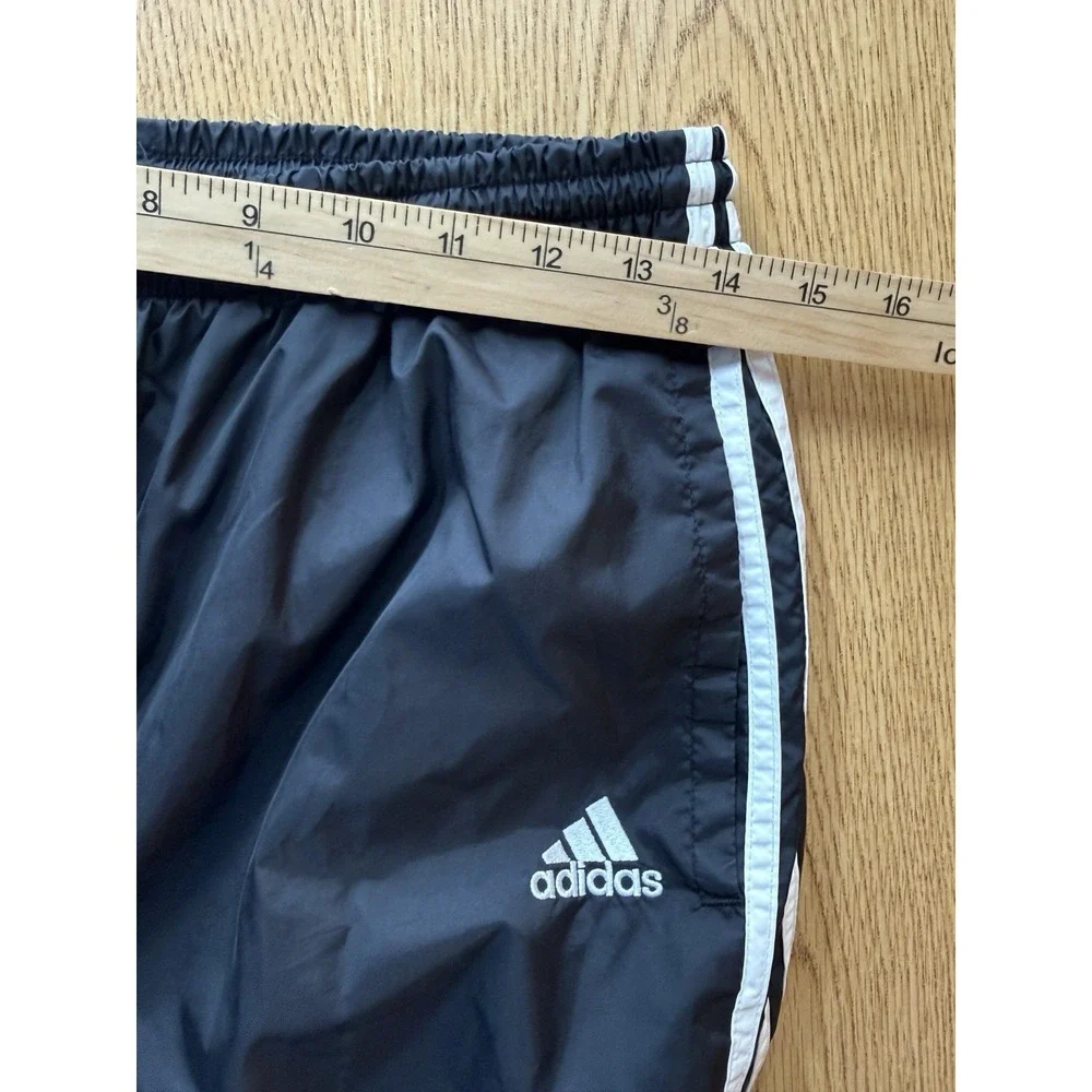 Adidas Team Vintage Y2K Wind Pants Mens M Black Lined Track Jogger 3 Stripe